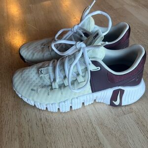 Nike Metcon White and Maroon